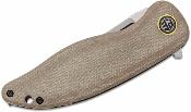 PFKP06GRMDW Couteau Petrified Fish Simum | Lame Trailing Point Acier K110 D2 | Manche Khaki Micarta Linerlock - Livraison Gratuite