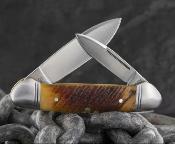 QN013 Queen Cutlery Canoe Sawcut Bone Handle Spear & Pen Stainless Blades - Livraison Gratuite