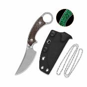 QS178B1 — Couteau QSP Baby Viper Acier 10Cr15MoV 59-61 HRC Stonewash Clip Point Manche Micarta GID Étui Kydex Chasse Bushcraft Livraison Gratuite