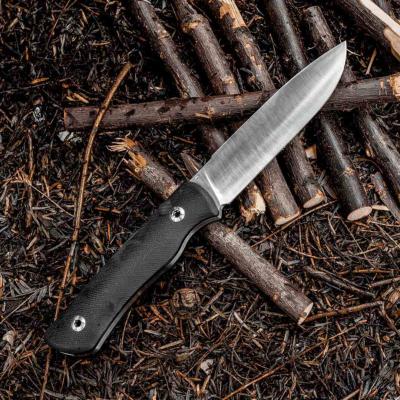 RS3721C Real Steel Bushcraft Plus II – Couteau Lame Fixe Acier 14C28N Convexe Manche G10 Black Housse Cuir – Livraison Gratuite