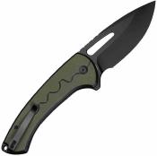 S24082A2 Couteau SENCUT Squiggy Lame Acier 9Cr18MoV Manche en G-10 Noir/Vert Pivot Button Lock - Livraison Gratuite