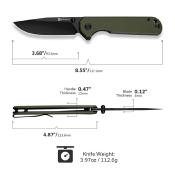 S240952 Couteau Sencut Aetheris Clip Point Lame Acier Inox 9Cr18MoV Manche G10 OD Green Linerlock Ouverture Flipper - Livraison Gratuite
