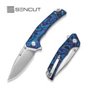 S250993 — Couteau SENCUT Quirk Lame Acier D2 Clip Point Satinée Manche Plaquettes G10 Bleu, Violet et Noir Liner Lock Flipper Thumb Stud - Livraison Gratuite