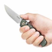 SRM255LMG3 Couteau SRM Medal | Lame Acier 140Cr Laminated Drop Point | Manche Plaquettes Green Micarta | Slip Joint | Livraison Gratuite