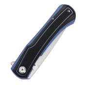 T1024A2 Couteau Tenable Kratos Lame Drop Point Acier Nitro-V Manche G10 Noir et Bleu Liner Lock  - Livraison Gratuite
