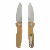 T1105V8 Couteau TENABLE Beaver Lame Acier Nitro-V Stonewashed Manche Aluminium Bronze Cross Bar Lock - Livraison Gratuite
