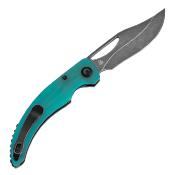 T1119A5 Tenable Gideon - Couteau Pliant EDC Liner Lock Lame Clip Point Nitro-V Blackwash Manche G10 Tiffany Blue - Livraison Gratuite
