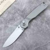 TD017GY Defcon Delta Grey | Couteau Pliant | Lame Drop Point 14C28N | Manche Aluminium Gris | Button Lock - Livraison Gratuite