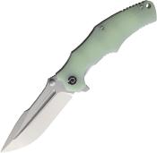TD1004FL Couteau Defcon Lame Acier 14C28N Satin Drop Point Manche Jade G10 Linerlock - Livraison Gratuite