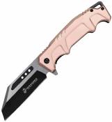 USMA3006TN Couteau USMC A/O | Lame Acier Wharncliffe Acier inox 3Cr13 | Manche alu Tan Liner Lock Clip - Livraison Gratuite