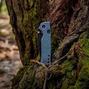 VOSA2627 — Couteau Vosteed Porcupine Lame Acier Sandvik 14C28N Drop Point Stonewash Noir Manche G10 Bleu Top Linerlock - Livraison Gratuite