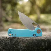 VOSD2608 Couteau Vosteed Porcupine A2608 – Couteau Lame Acier 14C28N Manche G10 Sky Blue Top Liner Lock Clip Réversible – Livraison Gratuite