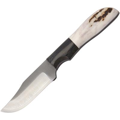 Couteau Anza Fixed Blade Lame Acier Carbone Manche Bois d'Elan Etui Cuir Made In USA AZWK2E - Free Shipping
