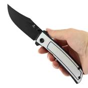 B2108A1 Couteau Bison Tenable Knives | Lame Acier Nitro-V Black Drop Point | Manche Blk/White G10 | Liner Lock | Livraison Gratuite