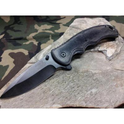 Couteau Elk Ridge Ballistic Linerlock A/O Lame Acier 440 Manche Bois Gray ERA004GY - Free Shipping