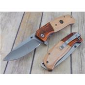 Couteau Elk Ridge Ouverture Assistée Manche 2 Bois Linerlock Clip ERA950BN - Free Shipping