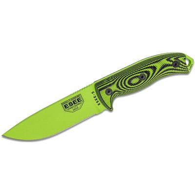 ES5PVG007 Couteau ESEE ESEE-5 Venom Green Acier 1095 Carbon Manche Neon Green/Black G10 USA - Livraison Gratuite