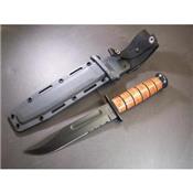 Couteau Ka Bar USMC Fighting Knife Acier Carbone 1095 Serrated Manche Cuir Etui Kydex Made In USA KA5018 - Free Shipping