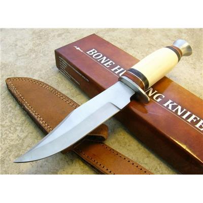 Poignard de Chasse Hunting Bowie Bone Lame Acier Inox Manche Os PA3358BO - Livraison Gratuite