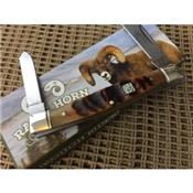 Couteau Rough Rider Stockman Rams Horn 2 Lames Acier 440 Manche Corne de Bélier RR1596 - Free Shipping