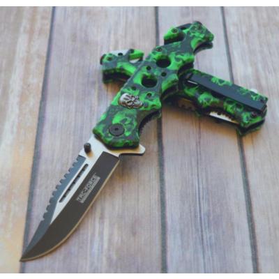 Couteau Tac Force Skull Rescue Linerlock A/O Lame Acier 440 Manche Alu Cutter/Brise Vitres TF809GN - Free Shipping