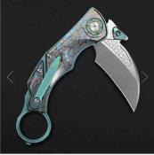 CRSPREDATORTGN Critical Strike Predator Karambit - Lame Acier M390 Manche Titane Teal & Camo Linerlock - Livraison Gratuite