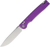 DGRDPFPRSW — Couteau Daggerr Knives Dropet Crossbar Lock Lame Acier 8Cr14MoV Spear Point Stonewashed Manche FRN Violet Thumb Disk - Livraison Gratuite