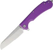 DGRSEFPRSWS — Couteau Daggerr Knives Smoke Eater DL Lame Acier 8Cr14MoV Sheepsfoot Partiellement Dentelée Stonewashed Manche FRN Violet Linerlock Ouverture Flipper Brise-Glace - Livraison Gratuite