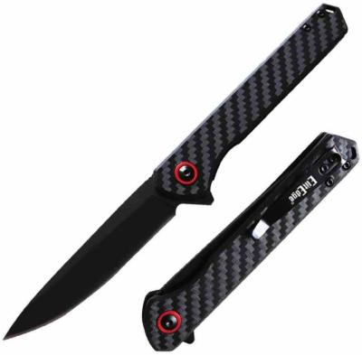 Lot de 2 EE10B016BK Couteau ElitEdge Linerlock | Lame Acier 8Cr13MoV Manche fibre de carbone | Verrouillage Liner Lock | Clip ceinture - Livraison Gratuite