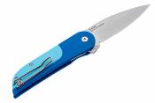 FKCDF021 Couteau Finch Devil’s Finger Blue Echo Lame Acier 14C28N Satin Stonewash Manche G10 Linerlock – Livraison Gratuite