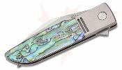 FKCGS600 Couteau Finch Geneva Spur Lame Acier 154CM Wharncliffe Manche Abalone - Livraison Gratuite