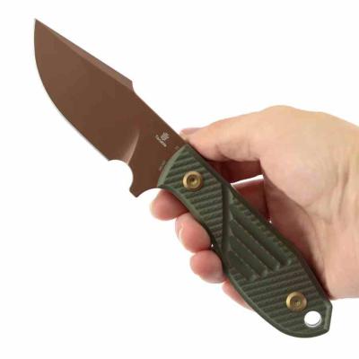 G014A7 Couteau Tenable Tiny Dancer | Lame Harpoon Acier D2 Rose Gold | Manche Olive Green G10 - Housse Kydex - Livraison Gratuite