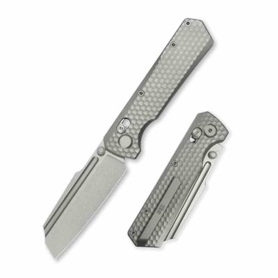 GEO2506A GEO Knife Noxiz – Couteau pliant Lame Acier M390 Sheepsfoot Manche Titane Gris Axis Lock - Livraison Gratuite
