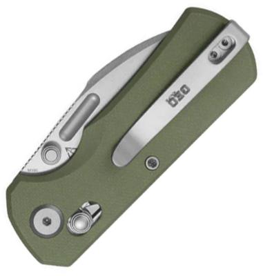GEO2508E — Couteau GEO Knife Belluf Lame Acier Bohler M390 Drop Point Stonewash Manche G10 Vert Crossbar Lock - Livraison Gratuite