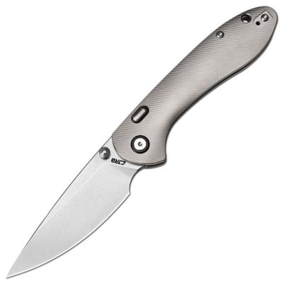 J1912GGY Couteau Pliant CJRB Feldspar Lame Acier CPM-S90V Manche Titane Gris Top Liner Lock - Livraison Gratuite