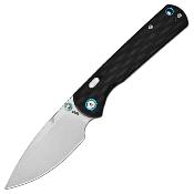 J1975BK — Couteau CJRB Latitude Lame Acier AR-RPM9 Drop Point Stonewash Manche G10 Noir Top Linerlock Flipper - Livraison Gratuite