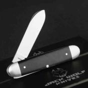 JW54339  Jack Wolf Knives - Couteau Equal End Lame Acier 14C28N Spear Point Manche Ebène Cran Forcé - Livraison Gratuite