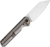 K1028A4 — Couteau Kansept Bulldozer Lame Acier CPM-20CV Stonewash Drop Point Manche Titane Anodisé Bronze Frame Lock Clip Livraison Gratuite
