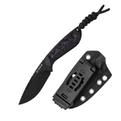 KI1081A10 Kizer Buddy – Couteau Fixe EDC Lame 4V Manche Fat Carbon Purple Haze Housse Kydex - Livraison Gratuite
