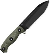 KI1103HSD2 — Couteau Kizer Drop Bear Fix Lame Acier AEB-L 58-60 HRC Black PVD Drop-Point Manche Micarta Vert Olive Étui Kydex Livraison Gratuite