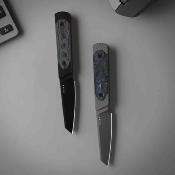 KI1123A2 Couteau Kizer Hallow | Lame Reverse Tanto Acier CPM-10V Gray PVD | Manche Gray Alu & Carbon Fiber Inlays Housse Kydex - Livraison Gratuite