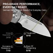 KIV2706A2 Couteau Kizer Parakeet Lame Sheepsfoot Acier Nitro-V Manche Acrylique Blanc Button Lock - Livraison Gratuite