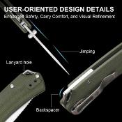 KIV34902BA1 Kizer T1 BD Button Lock – Couteau pliant lame Acier Nitro-V satin manche Micarta olive, clip deep carry réversible – Livraison Gratuite