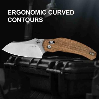 KIV3672A2  Couteau Kizer Bulldog | Lame Sheepsfoot Acier Nitro-V Satin | Manche Mkuruti Wood Clutch Lock - Livraison Gratuite
