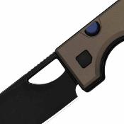 KIV3708A2 Couteau Kizer Little Ringbo | Lame Drop Point Acier AEB-L Black | Manche Brown Aluminum Button Liner Lock - Livraison Gratuite