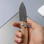 KIV3781CDA3 Kizer Phoca CD – Couteau pliant Clutch Lock Lame Acier Damas Manche Mkuruti Wood - Livraison Gratuite