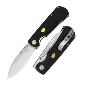 KIV4726A2 Couteau Kizer Retro Lame Drop Point Acier Nitro-V Manche G10 & Laiton Pivot Bearing Liner Lock - Livraison Gratuite
