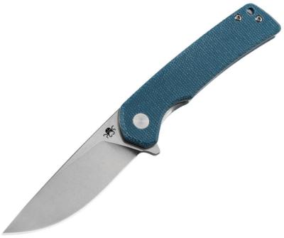 KKNJ147SBLD Couteau Pliant Klaken Virex Pro Drop Point Lame Acier 14C28N Manche Micarta Bleu Linerlock - Livraison Gratuite