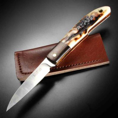 KOT422521  Couteau de Poche Artisanal Kotoh Made in Japan | Lame Acier D2 | Slipjoint & Manche Bois de Cerf - Livraison Gratuite