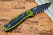 Couteau Kershaw Blur Olive Drab Lame acier 14C28N traitée Tungstène Manche Alu 6061-T6 Made In USA KS1670OLBLK - Free Shipping